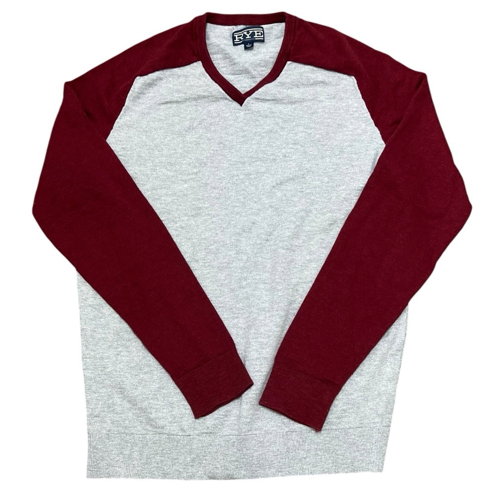 Rye By Hawker Rye Men's Large Maroon And Light Gray V Neck Long Sleeve NWOT